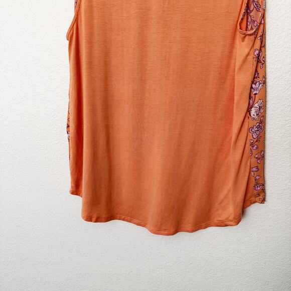 [Papermoon] Orange Floral Print Sleeveless Chiffon Blouse Work Top Size Medium M - Picture 7 of 10